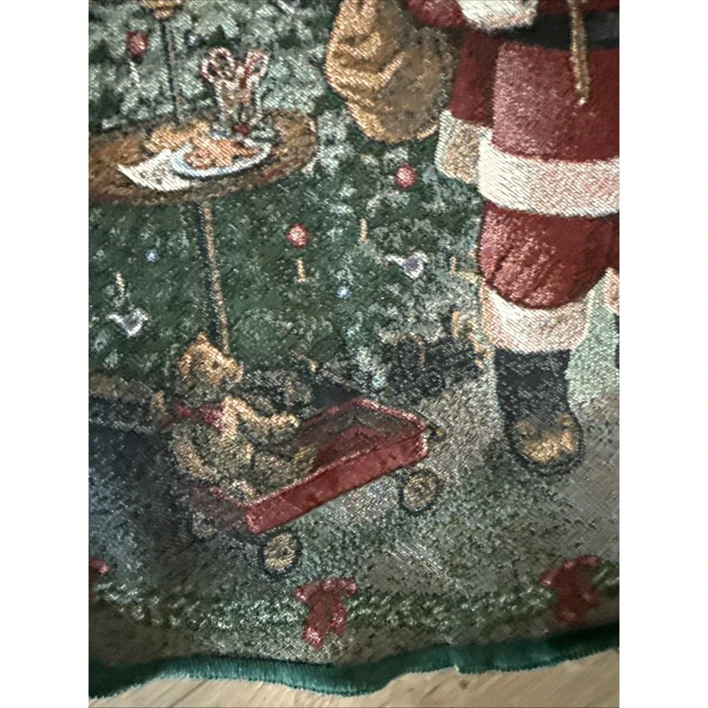 Vtg Mohawk Home Tapestry Christmas Tree Skirt Santa Fireplace Gifts Scene 51